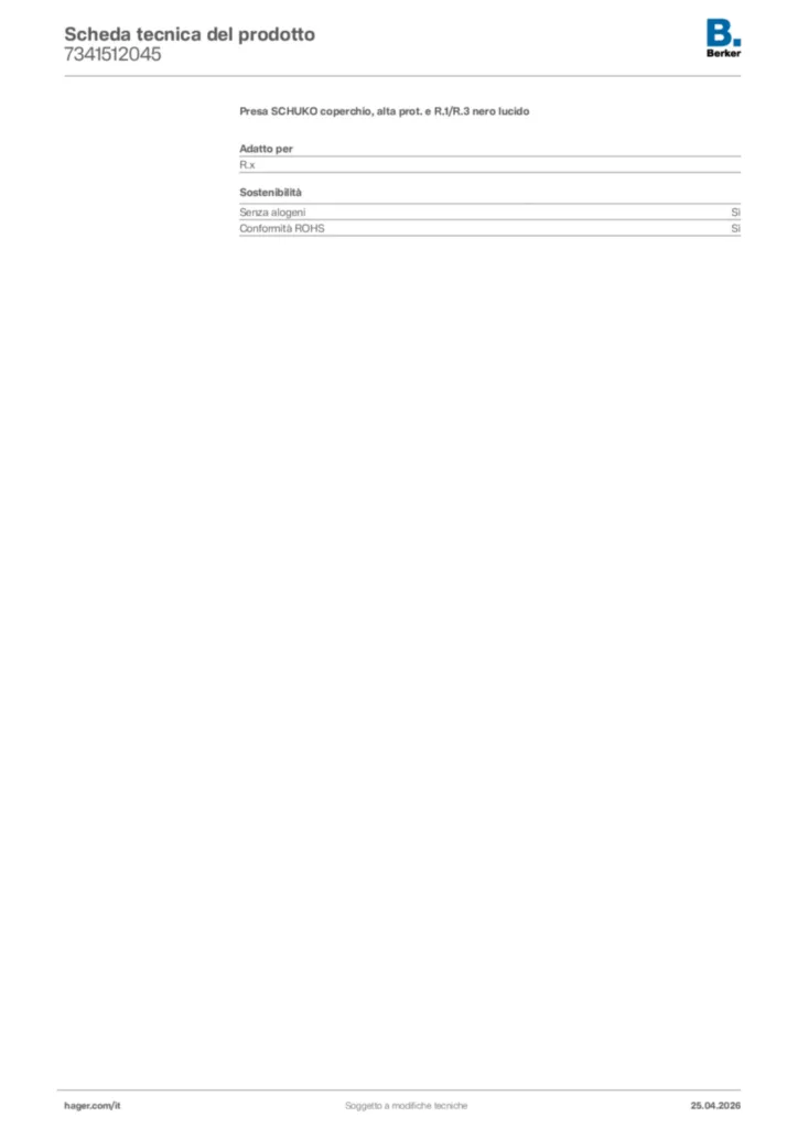 Immagine Berker Scheda tecnica del prodotto 7341512045 | Hager Italia