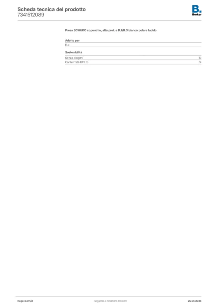 Immagine Berker Scheda tecnica del prodotto 7341512089 | Hager Italia