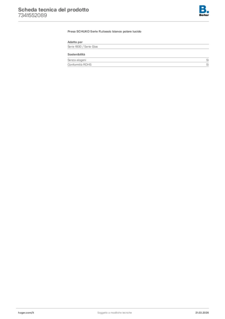 Immagine Berker Scheda tecnica del prodotto 7341552089 | Hager Italia