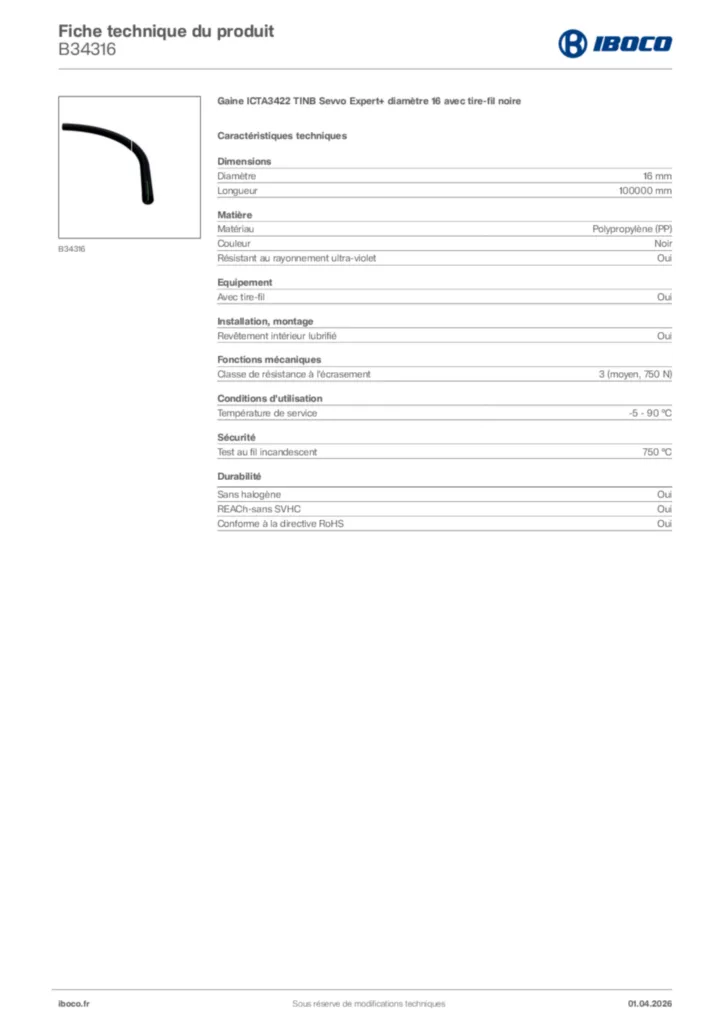 Image Iboco Fiche technique du produit B34316 | Hager France