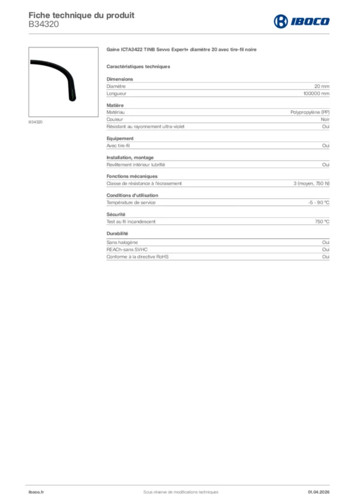 Image Iboco Fiche technique du produit B34320 | Hager France