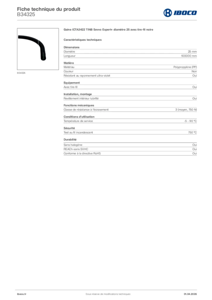 Image Iboco Fiche technique du produit B34325 | Hager France