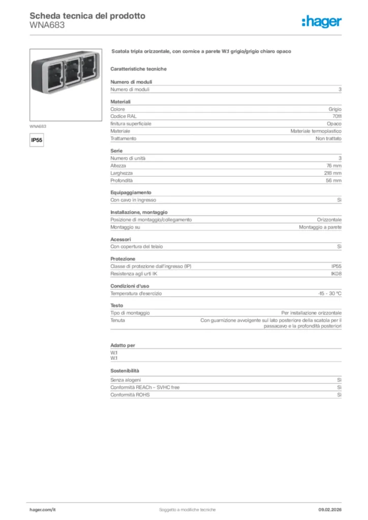 Immagine Hager Scheda tecnica del prodotto WNA683 | Hager Italia