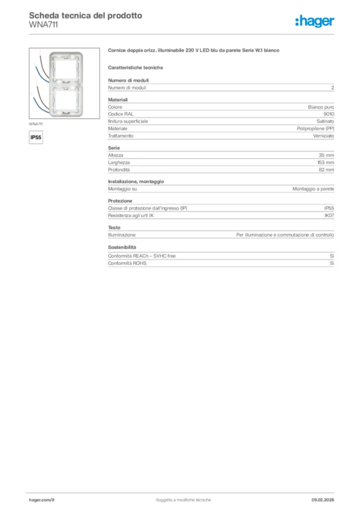 Immagine Hager Scheda tecnica del prodotto WNA711 | Hager Italia
