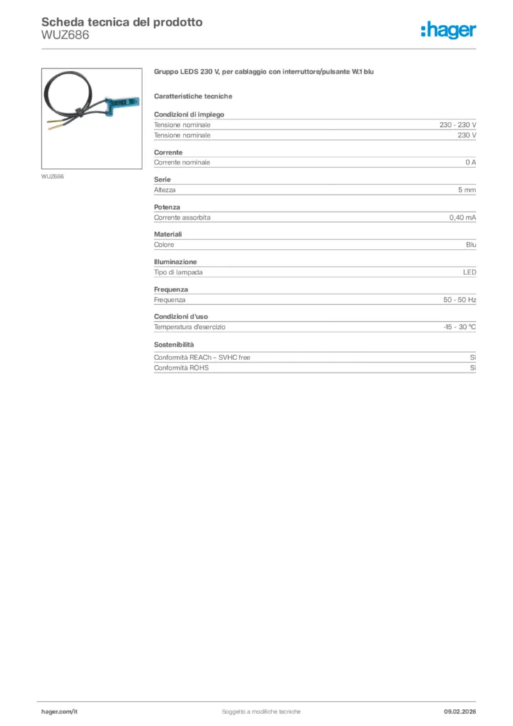 Immagine Hager Scheda tecnica del prodotto WUZ686 | Hager Italia