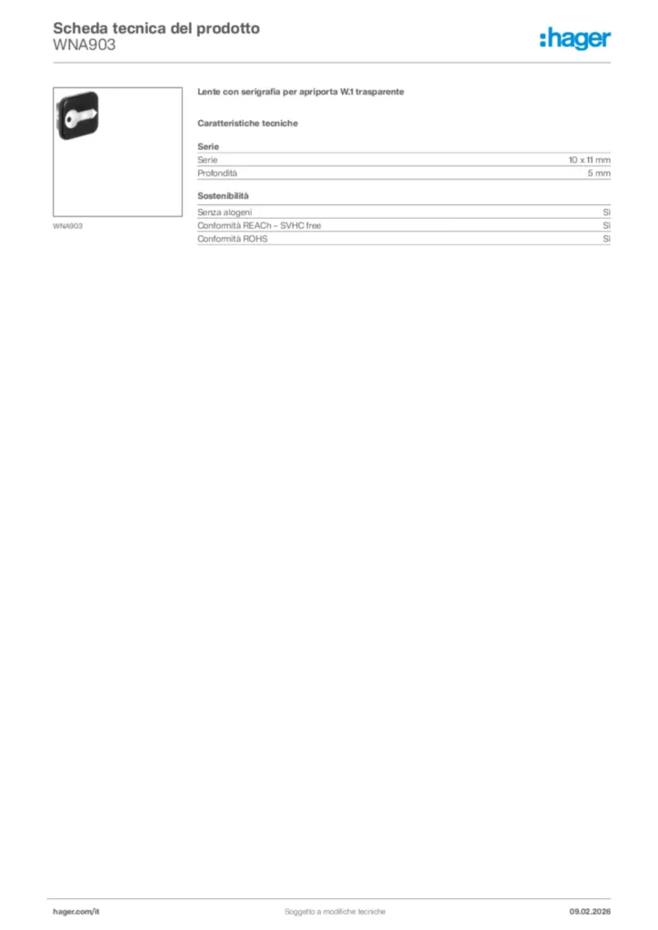 Immagine Hager Scheda tecnica del prodotto WNA903 | Hager Italia