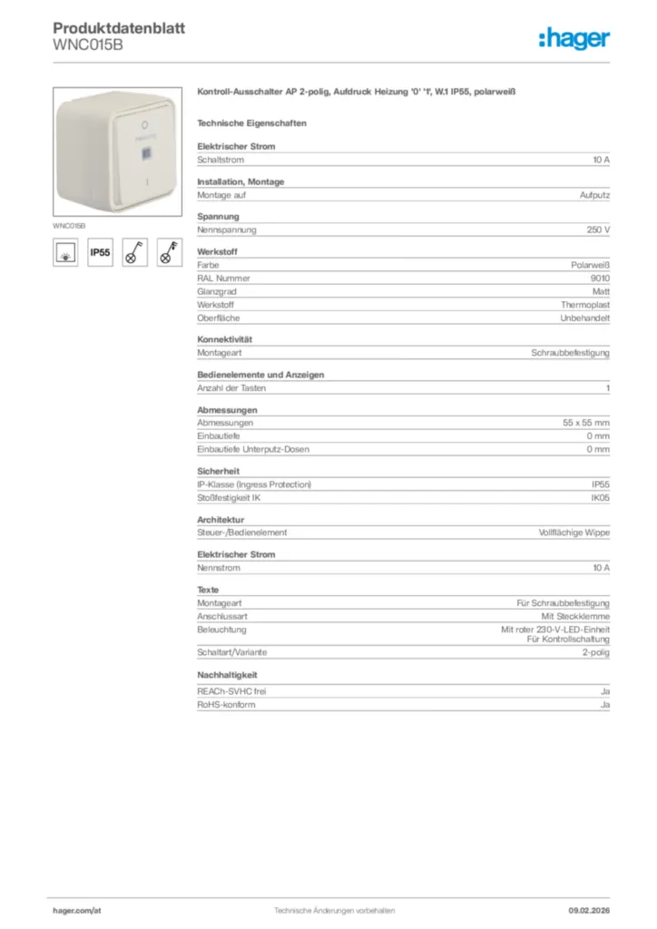 Bild Hager Produktdatenblatt WNC015B | Hager Deutschland