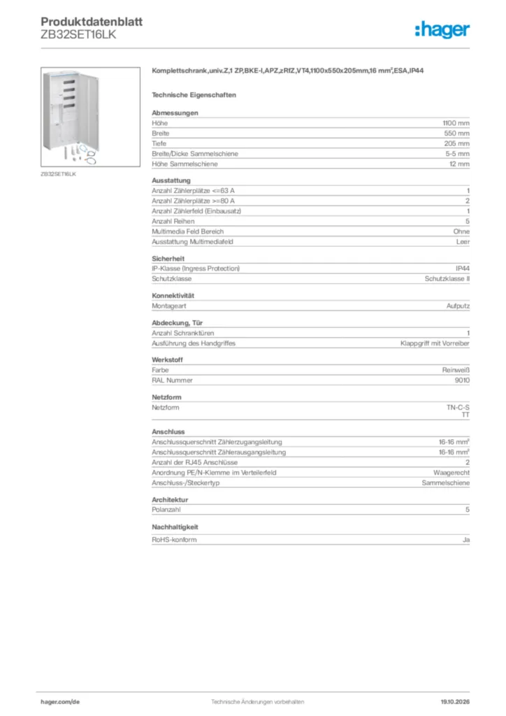 Bild Hager Produktdatenblatt ZB32SET16LK | Hager Deutschland