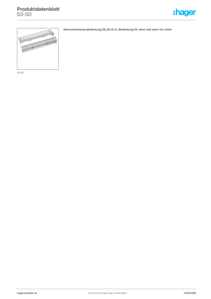 Bild Hager Produktdatenblatt S3-SD | Hager Schweiz