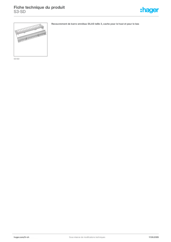 Image Hager Fiche technique du produit S3-SD | Hager Suisse