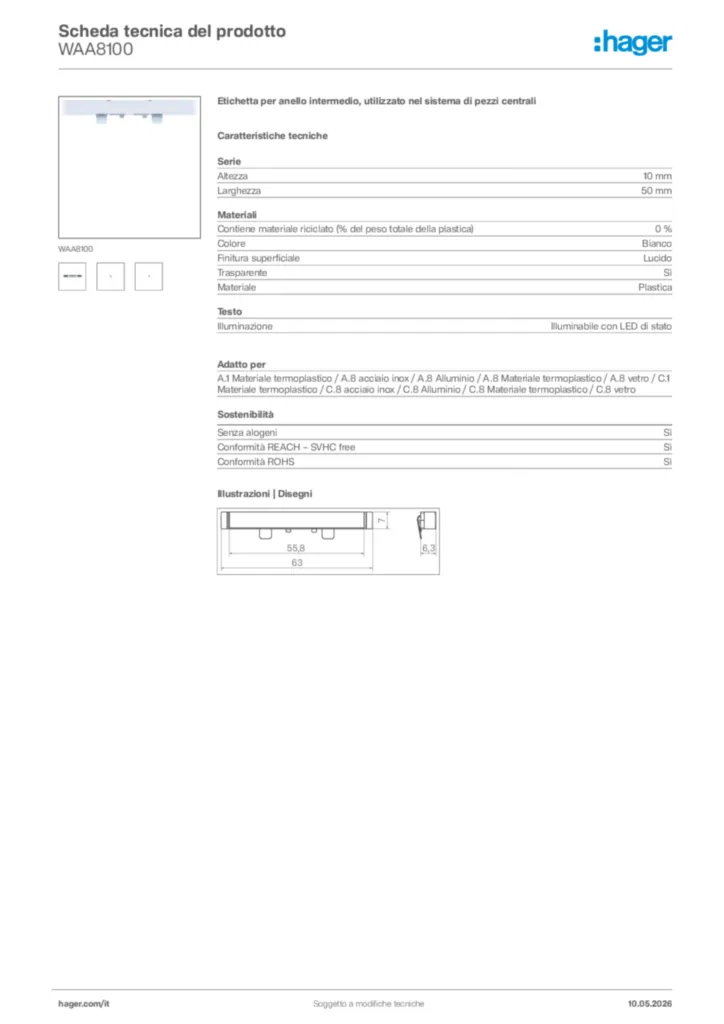 Immagine Hager Scheda tecnica del prodotto WAA8100 | Hager Italia