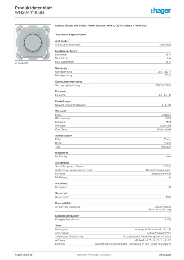Bild Hager Produktdatenblatt WH20441403B | Hager Schweiz