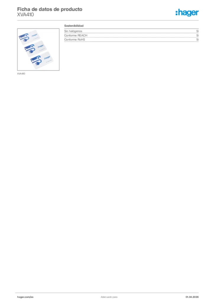 Imagen Hager Ficha de datos de producto XVA410 | Hager España