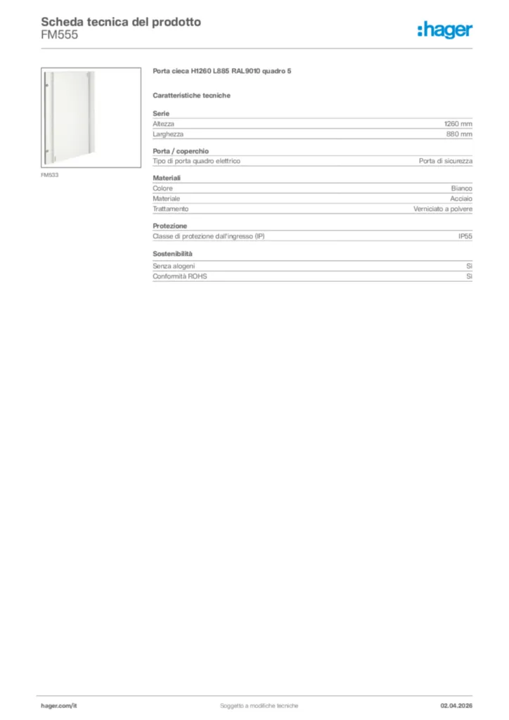 Immagine Hager Scheda tecnica del prodotto FM555 | Hager Italia