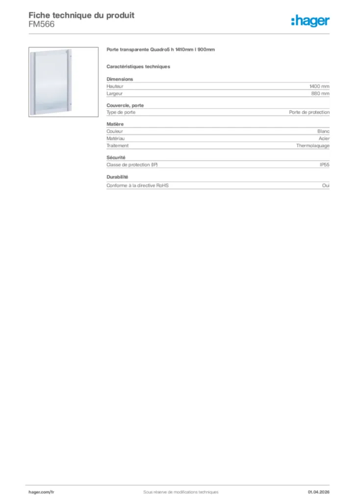 Image Hager Fiche technique du produit FM566 | Hager France