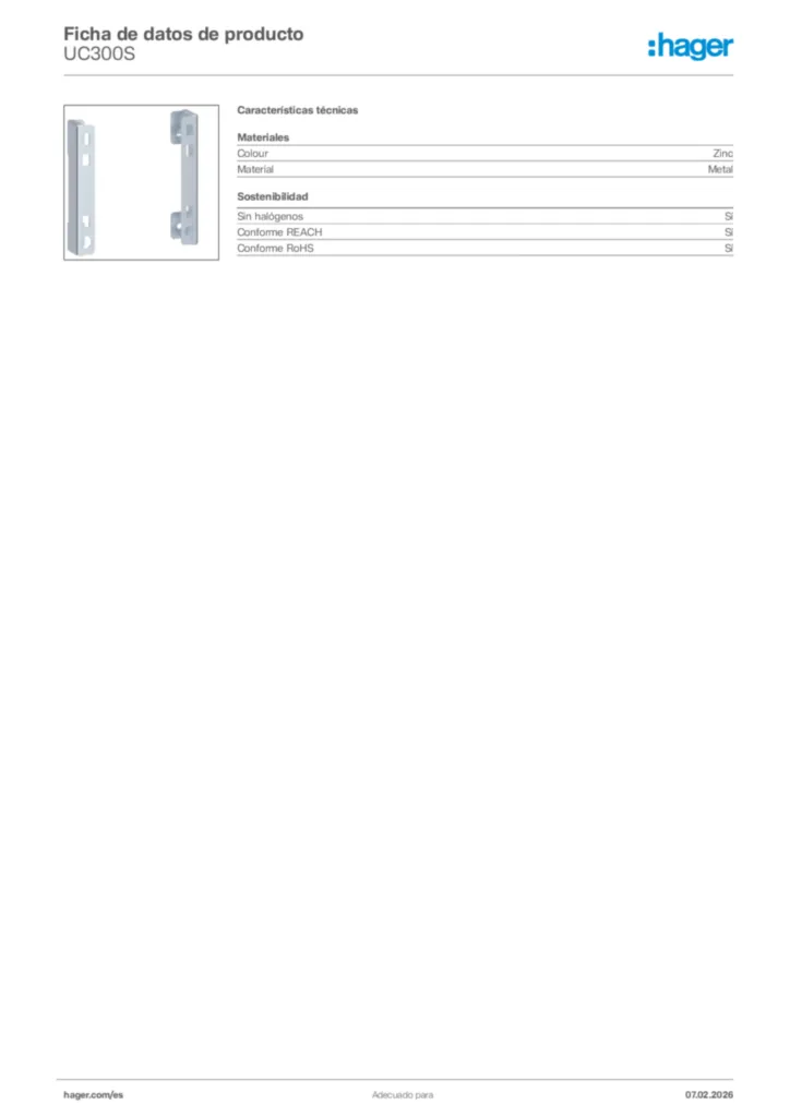 Imagen Hager Ficha de datos de producto UC300S | Hager España