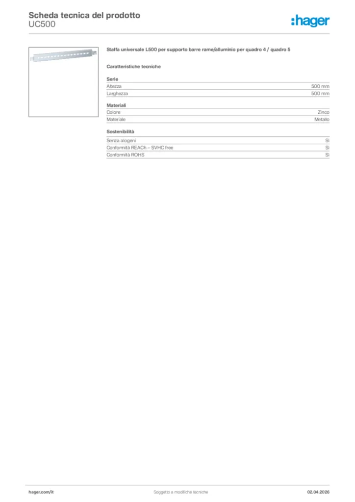 Immagine Hager Scheda tecnica del prodotto UC500 | Hager Italia