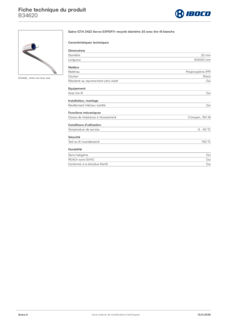 Image Iboco Fiche technique du produit B34620 | Hager France