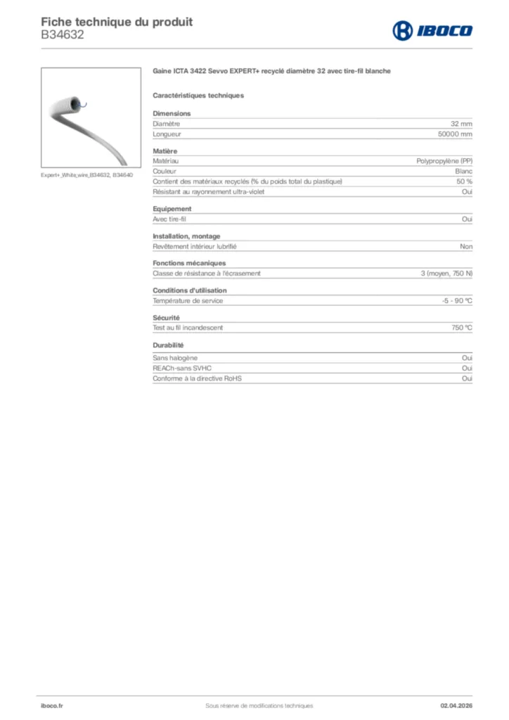 Image Iboco Fiche technique du produit B34632 | Hager France