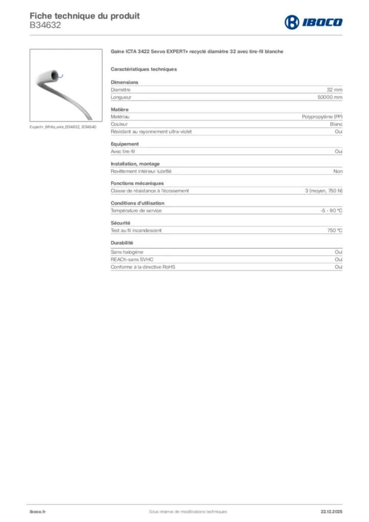 Image Iboco Fiche technique du produit B34632 | Hager France