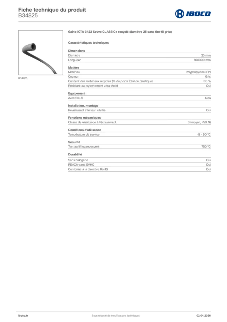 Image Iboco Fiche technique du produit B34825 | Hager France