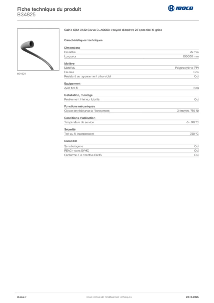 Image Iboco Fiche technique du produit B34825 | Hager France