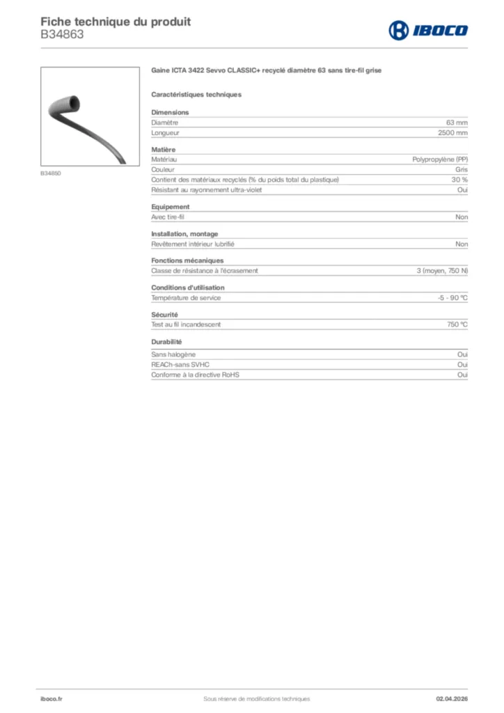 Image Iboco Fiche technique du produit B34863 | Hager France