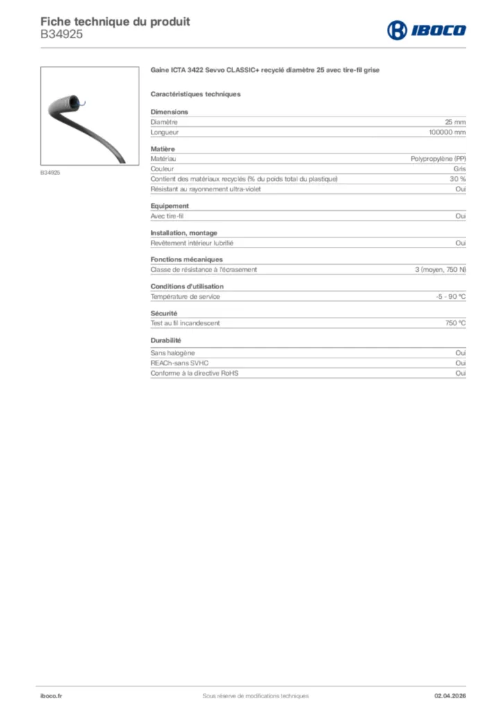 Image Iboco Fiche technique du produit B34925 | Hager France