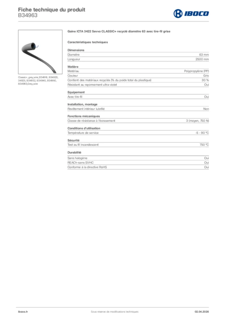 Image Iboco Fiche technique du produit B34963 | Hager France