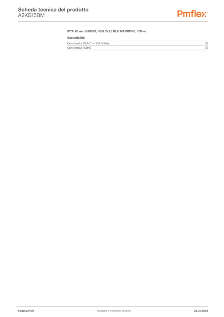 Immagine Pmflex Scheda tecnica del prodotto A2KG15BM | Hager Italia