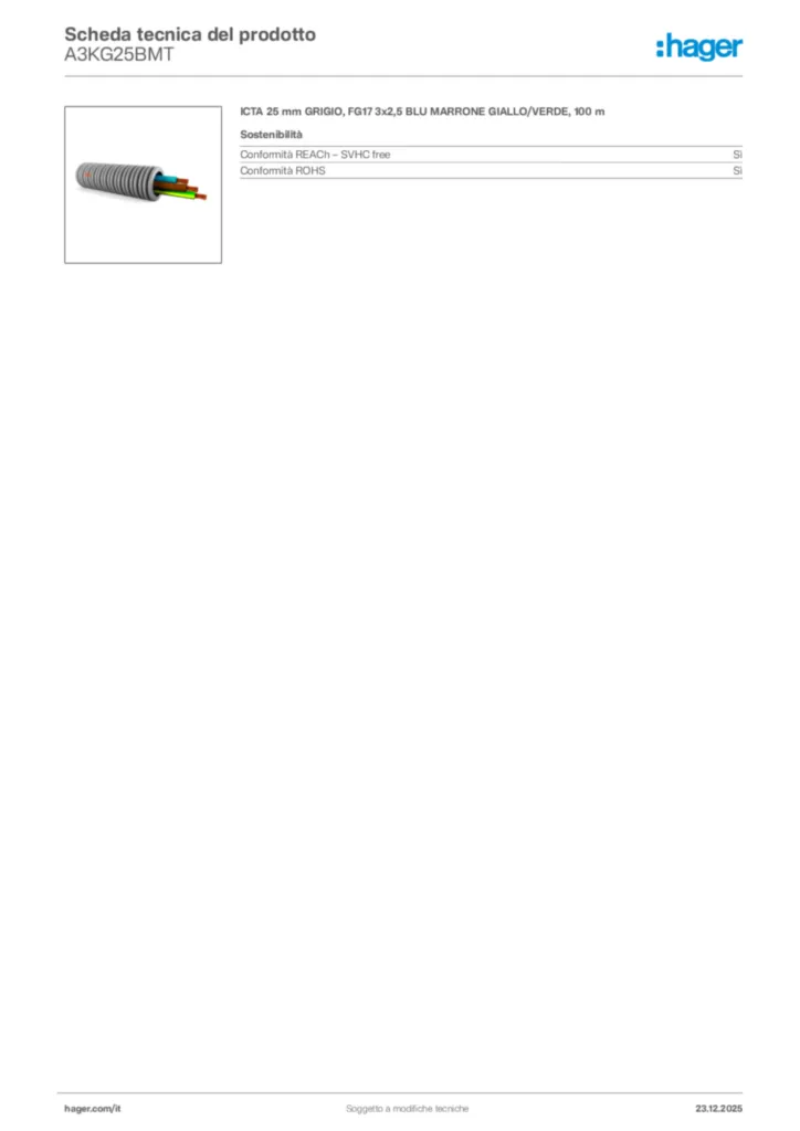 Immagine Hager Scheda tecnica del prodotto A3KG25BMT | Hager Italia