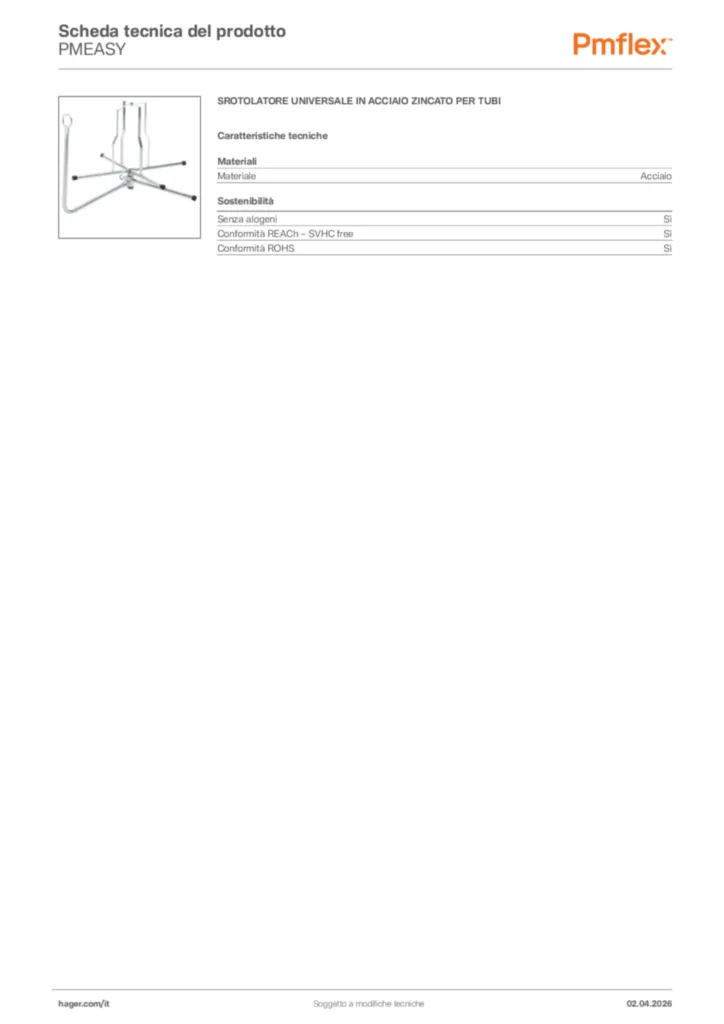 Immagine Pmflex Scheda tecnica del prodotto PMEASY | Hager Italia