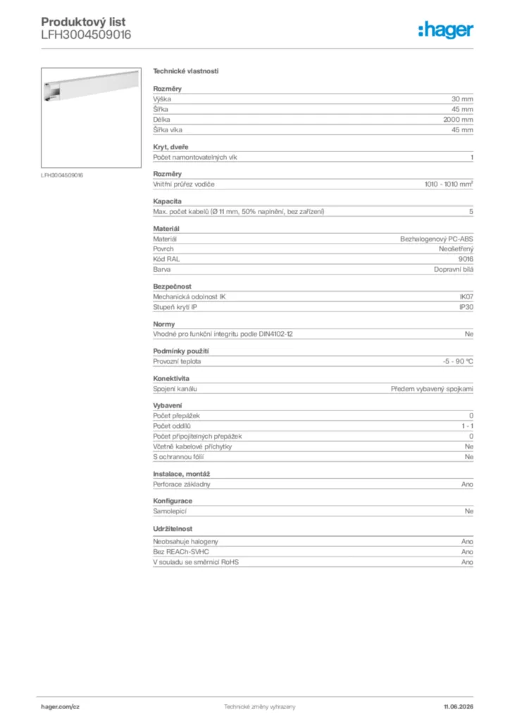 Obrázek Hager Generováno - Datový list produktu LFH3004509016 | Hager