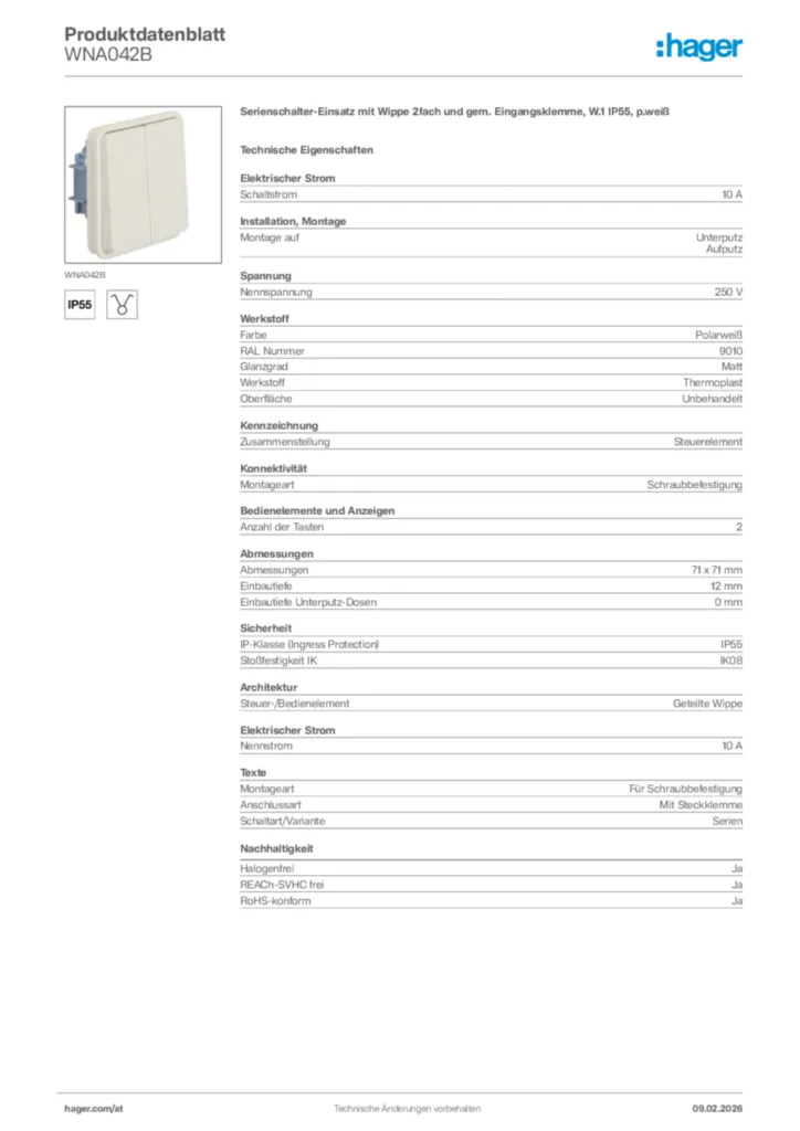 Bild Hager Produktdatenblatt WNA042B | Hager Deutschland