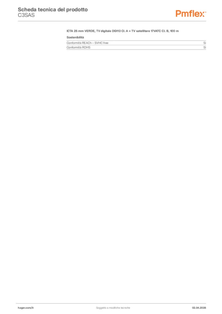 Immagine Pmflex Scheda tecnica del prodotto C3SAS | Hager Italia