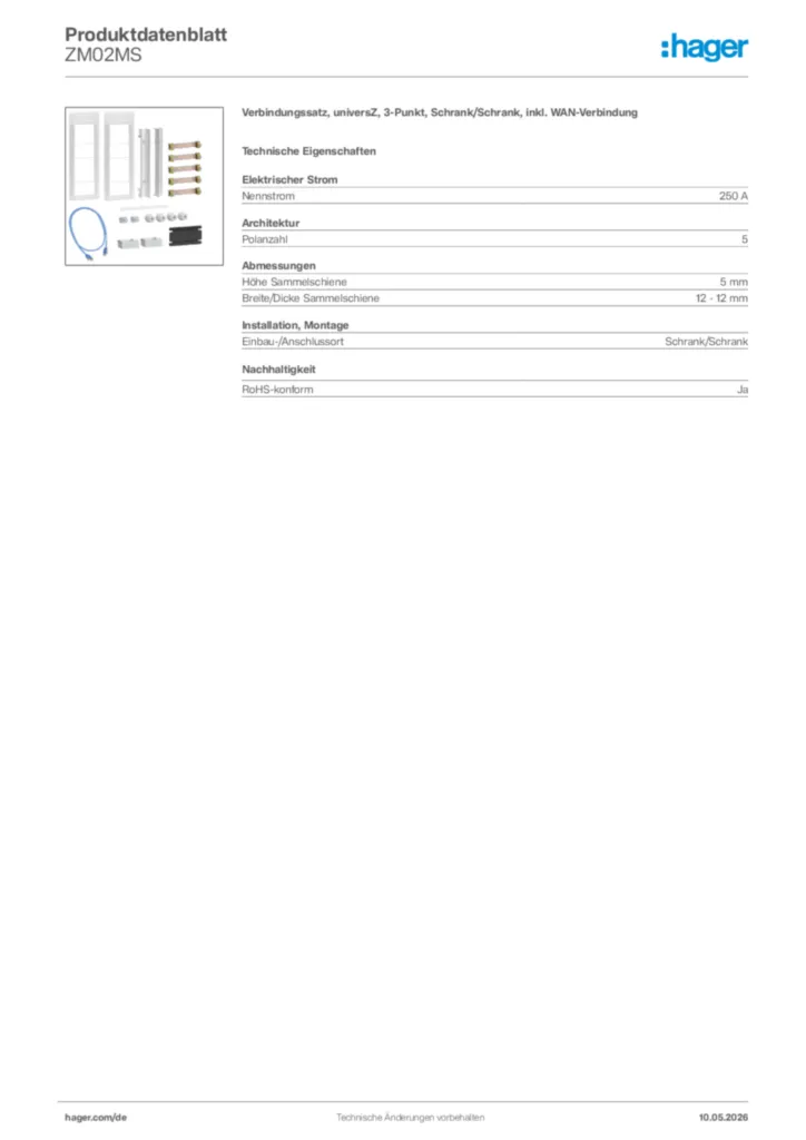 Bild Hager Produktdatenblatt ZM02MS | Hager Deutschland