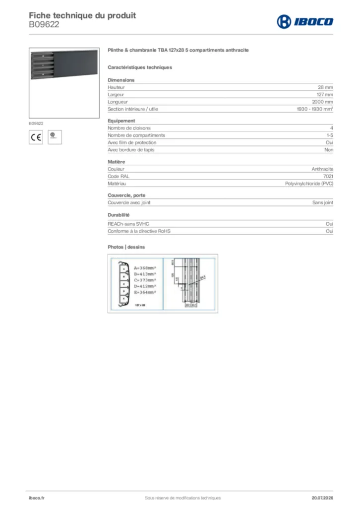 Image Iboco Fiche technique du produit B09622 | Hager France