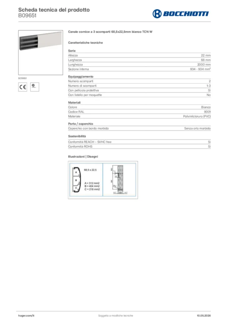 Immagine Bocchiotti Scheda tecnica del prodotto B09651 | Hager Italia