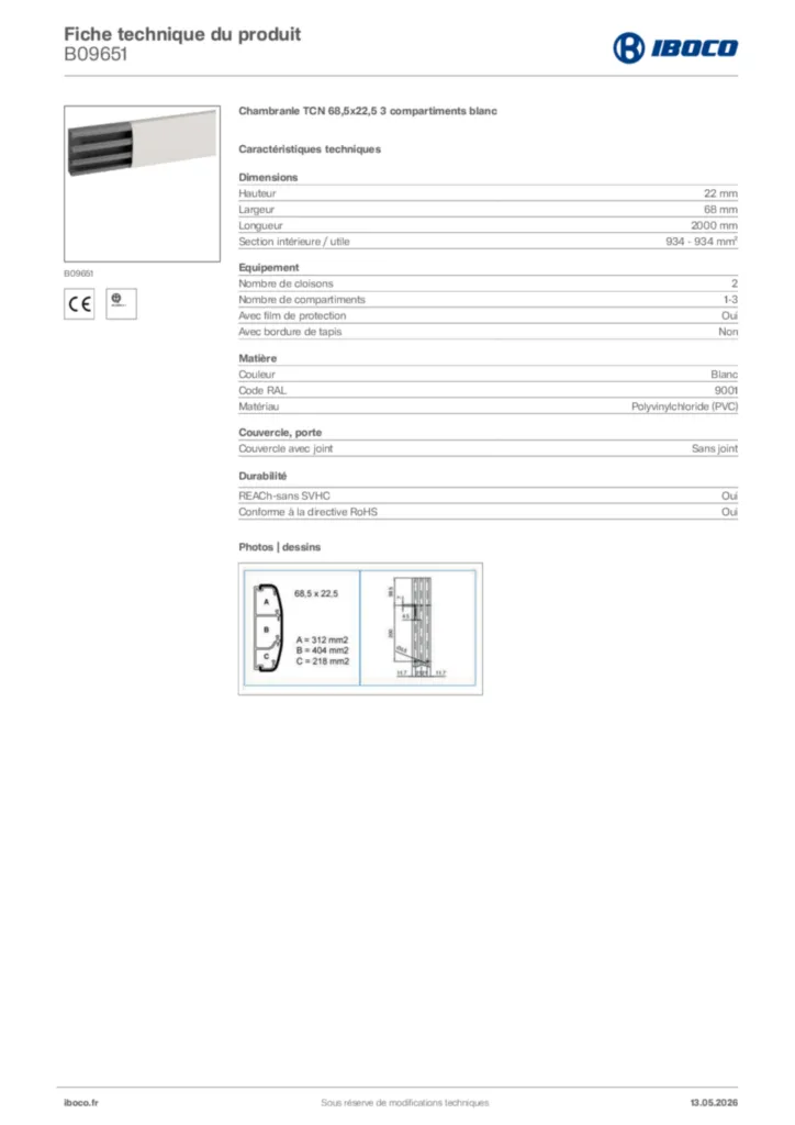 Image Iboco Fiche technique du produit B09651 | Hager France
