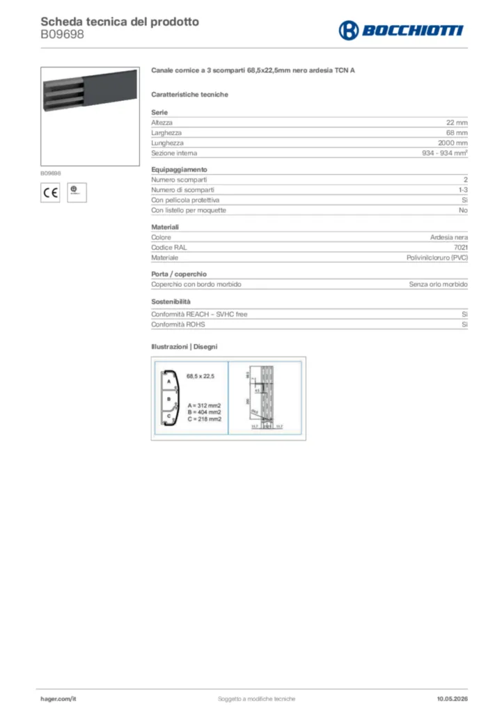 Immagine Bocchiotti Scheda tecnica del prodotto B09698 | Hager Italia