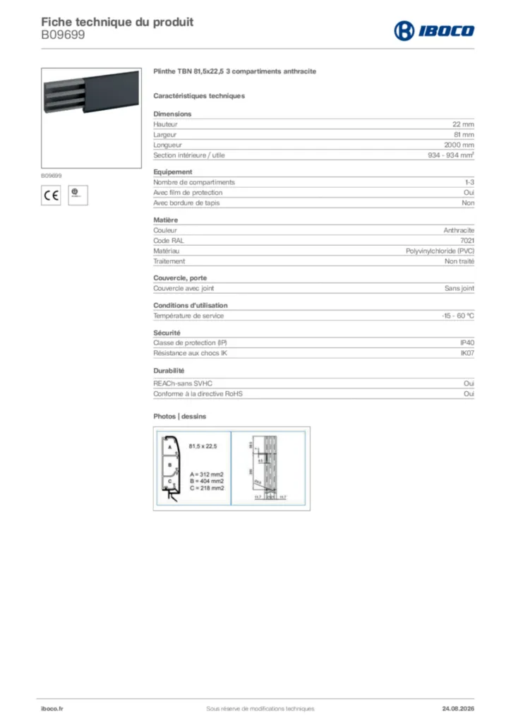 Image Iboco Fiche technique du produit B09699 | Hager France